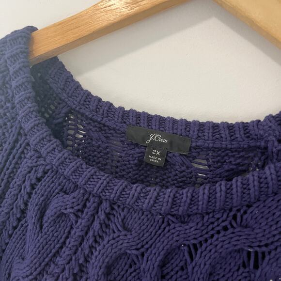 J. Crew Dark Blue Diagonal Cable Knit Sweater Size 2X - Picture 4 of 7
